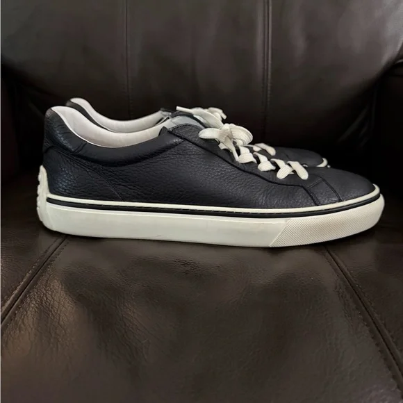Tod's Blue Leather Sneakers with White Accents